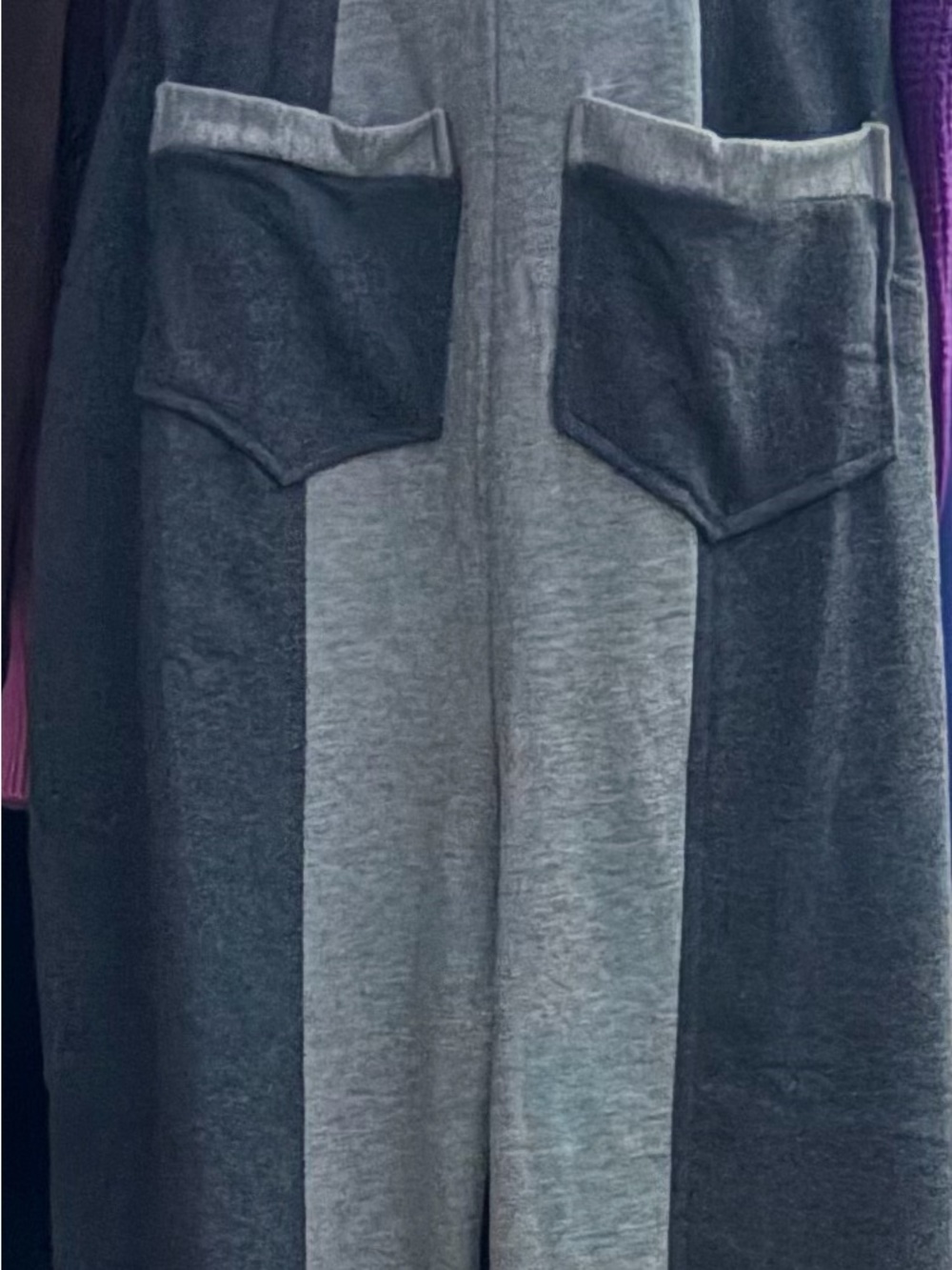 Two-Tone Gray French terry jumpsuit with Patch Pockets